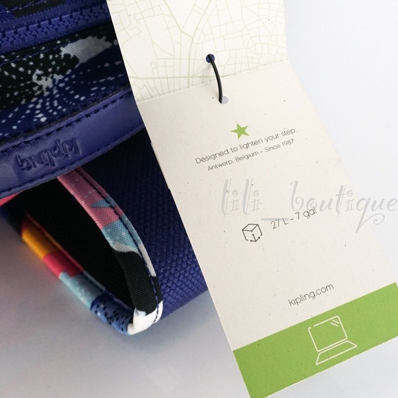 NWT Kipling BP4361 Seoul Go Backpack Laptop Travel Bag Nylon Dazzling Lily Multi - Picture 11 of 12